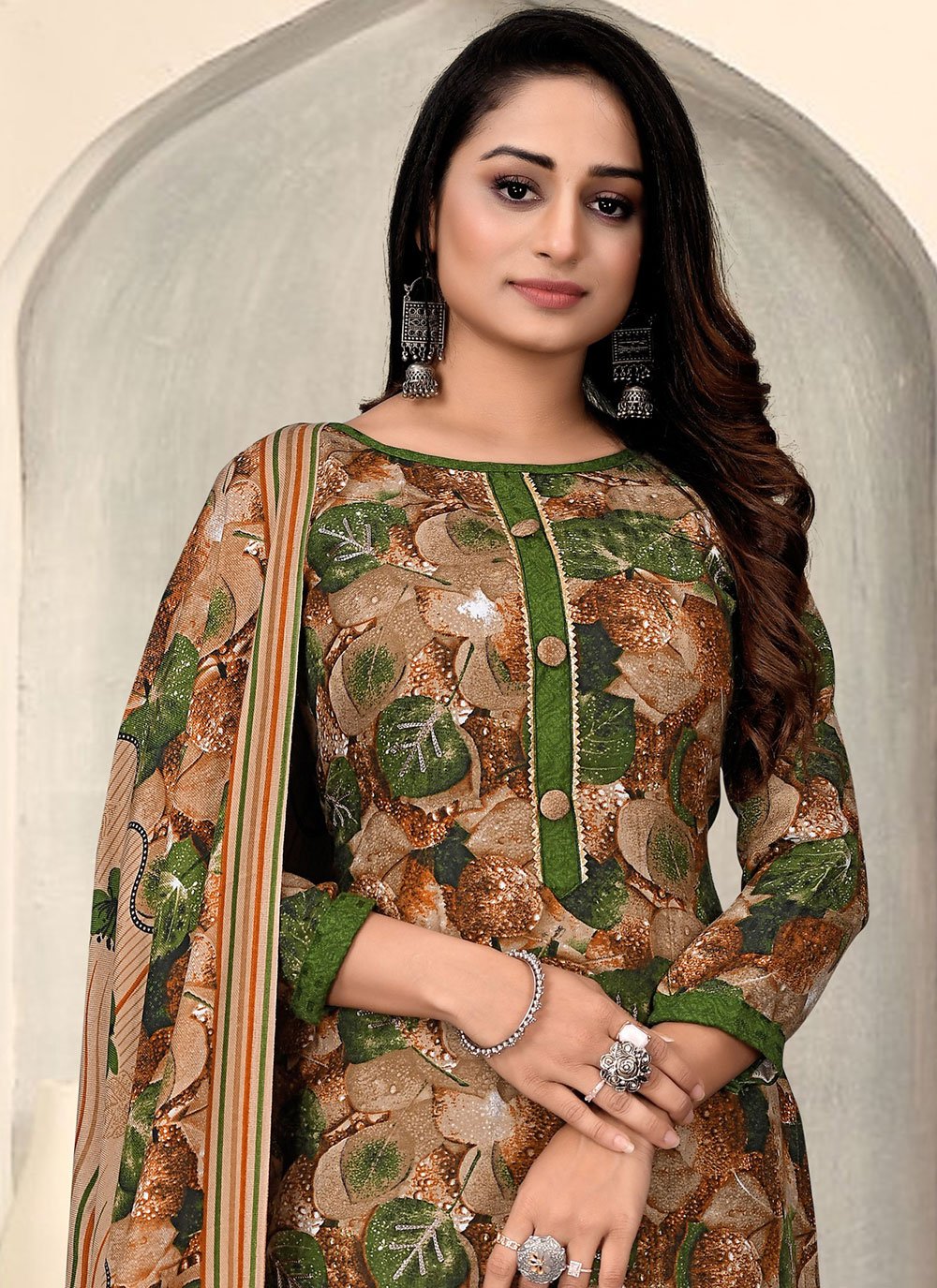 Salwar Suit Pashmina Multi Colour Print Salwar Kameez