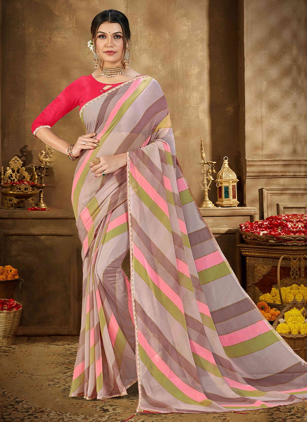 Trendy Saree Georgette Multi Colour Print Saree