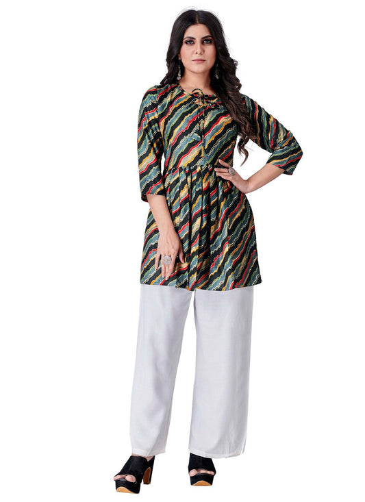 Casual Kurti Cotton Rayon Multi Colour Foil Print Kurtis