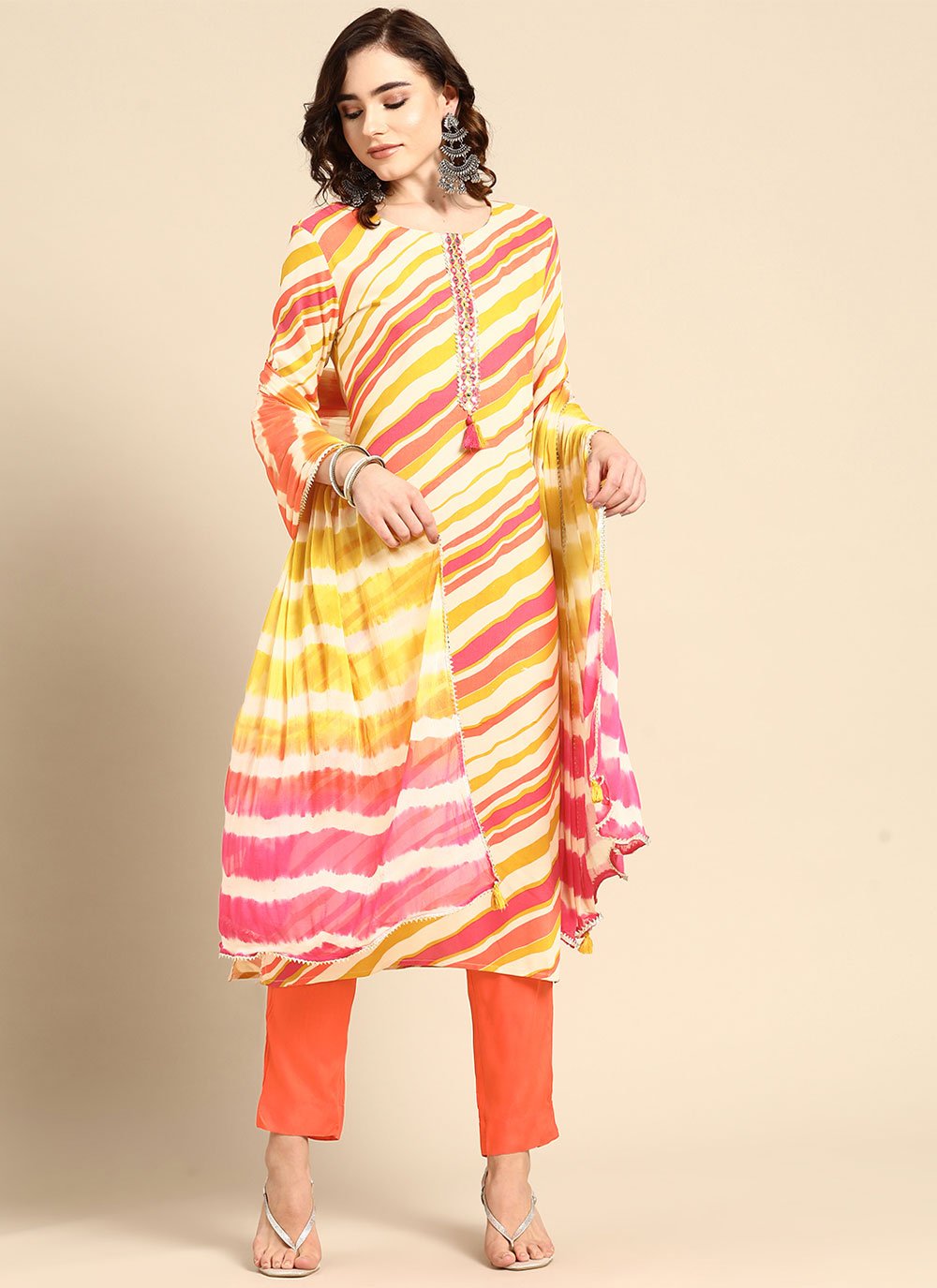 Pant Style Suit Rayon Multi Colour Print Salwar Kameez