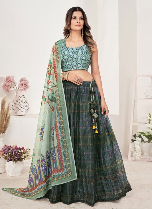 Readymade Lehenga Choli Organza Multi Colour Print Lehenga Choli