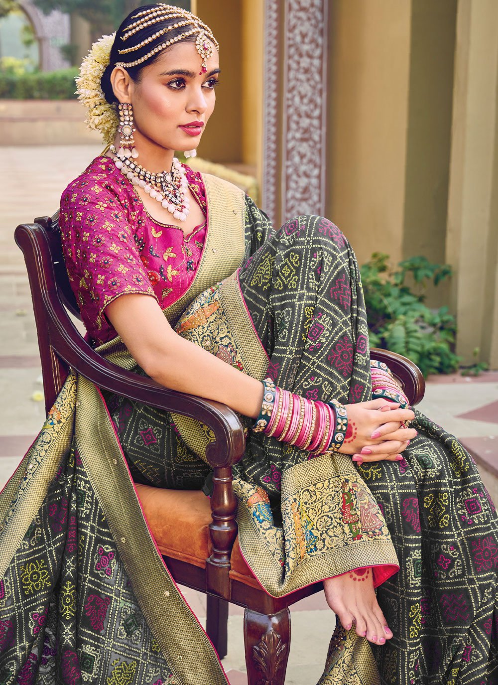 Contemporary Pure Georgette Viscose Multi Colour Embroidered Saree