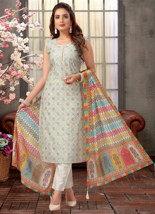 Salwar Suit Silk Multi Colour Embroidered Salwar Kameez