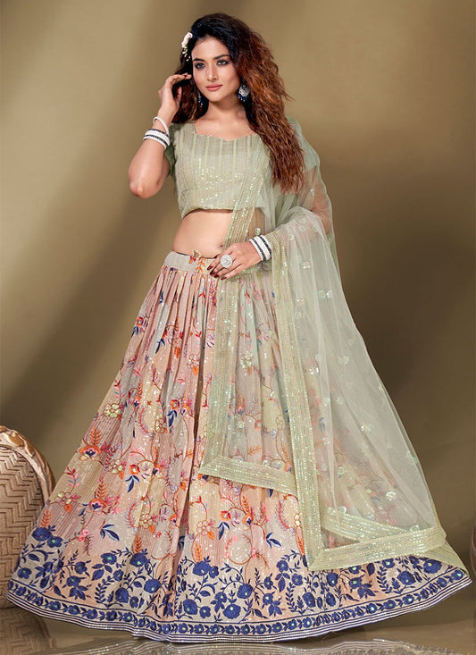 A Line Lehenga Georgette Viscose Multi Colour Embroidered Lehenga Choli