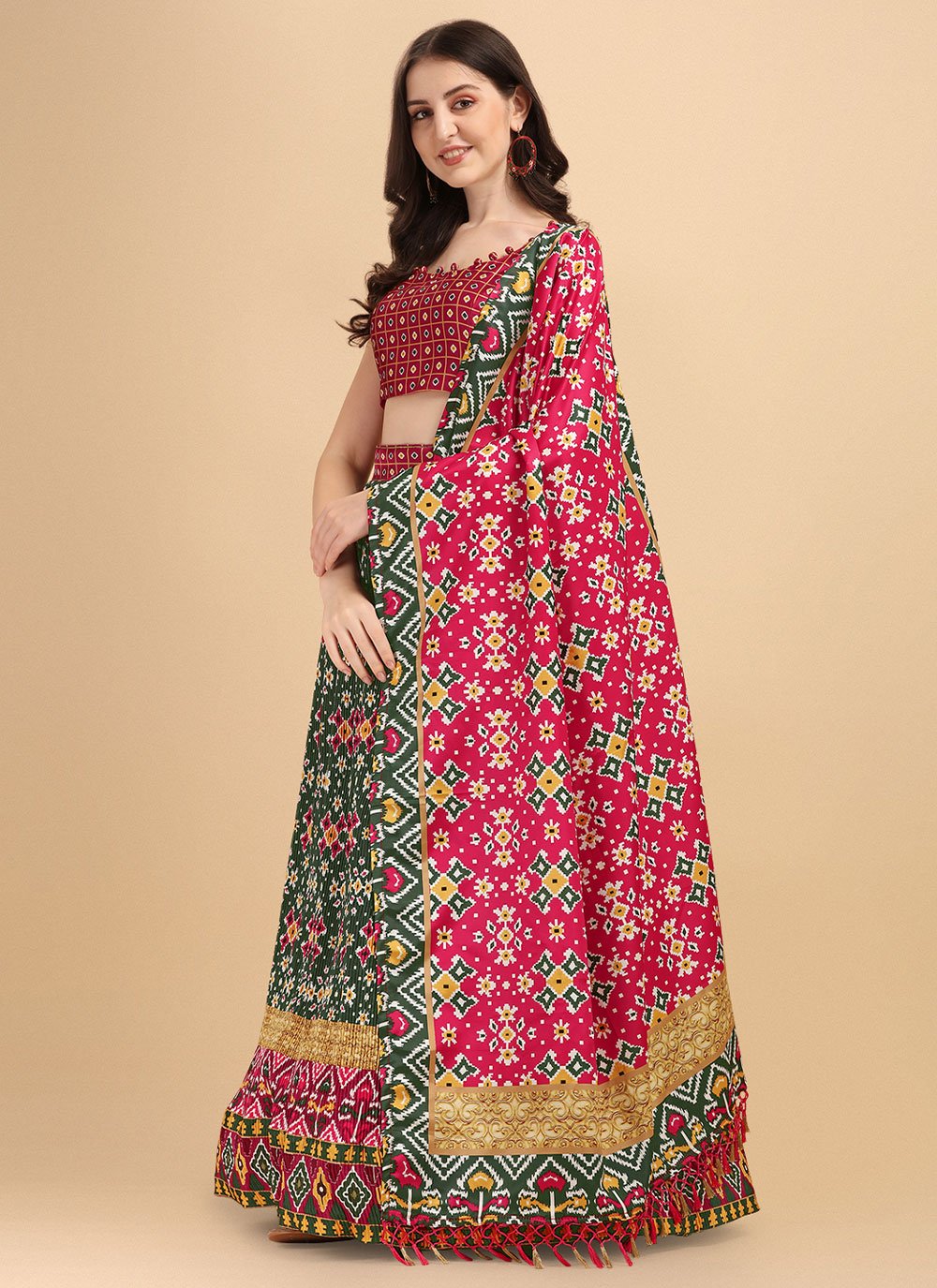 Lehenga Choli Satin Multi Colour Digital Print Lehenga Choli