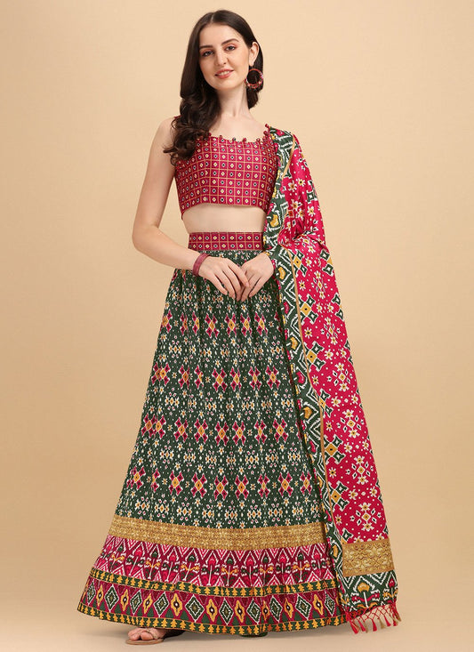 Lehenga Choli Satin Multi Colour Digital Print Lehenga Choli