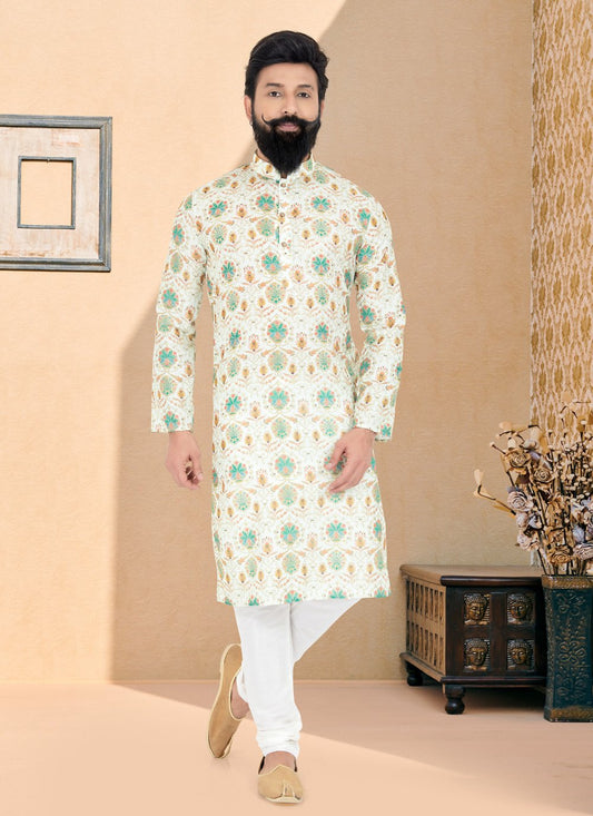 Kurta Pyjama Fancy Fabric Multi Colour Digital Print Mens