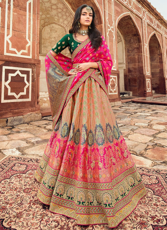 A Line Lehenga Silk Multi Colour Embroidered Lehenga Choli