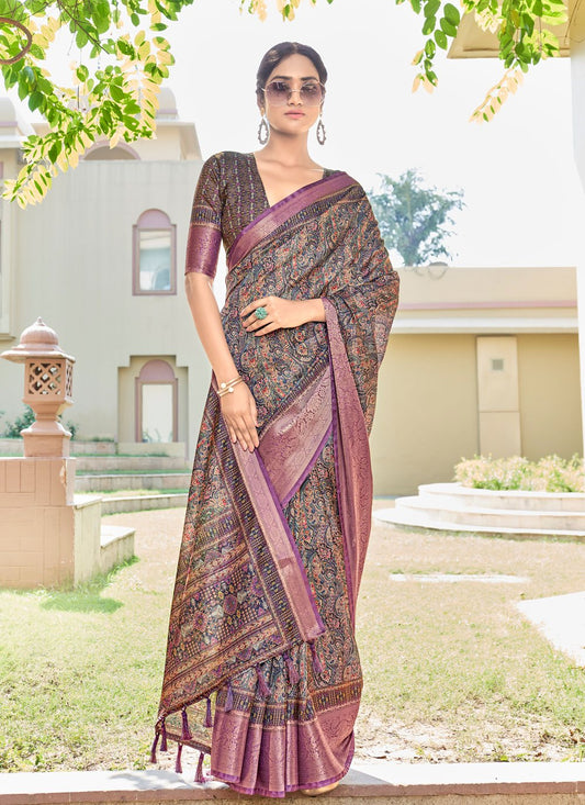 Designer Silk Multi Colour Digital Print Saree