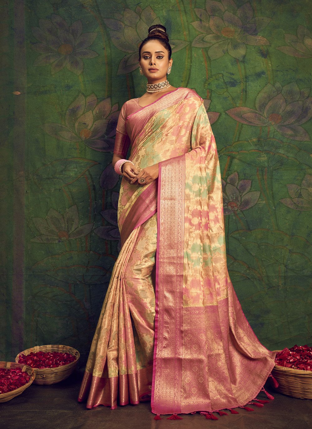 Designer Silk Multi Colour Woven Saree