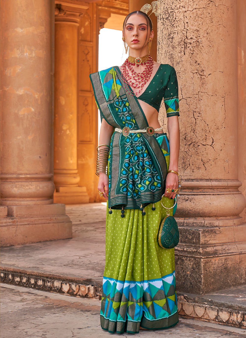 Classic Silk Multi Colour Patch Border Saree