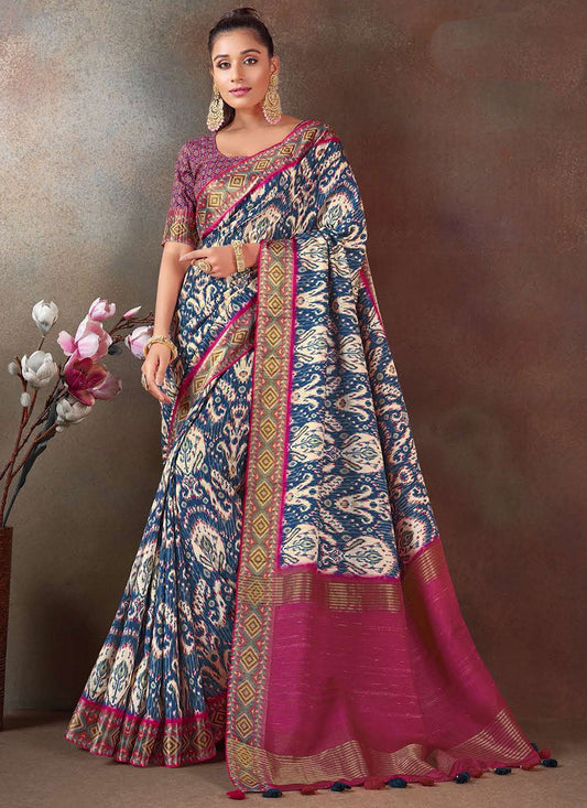 Contemporary Silk Multi Colour Weaving Saree