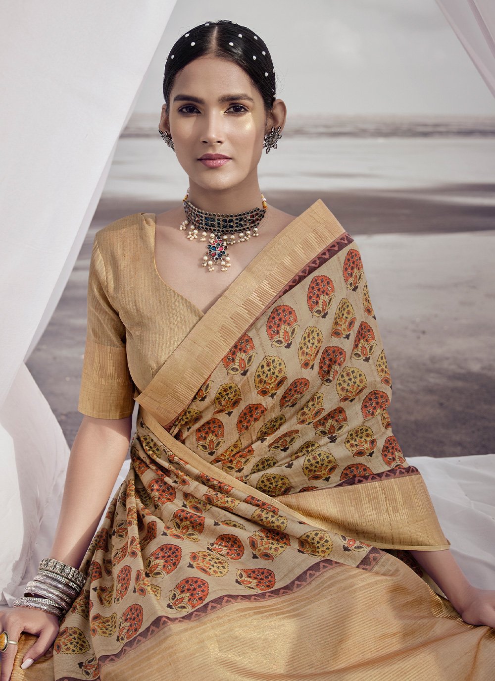 Contemporary Silk Multi Colour Digital Print Saree