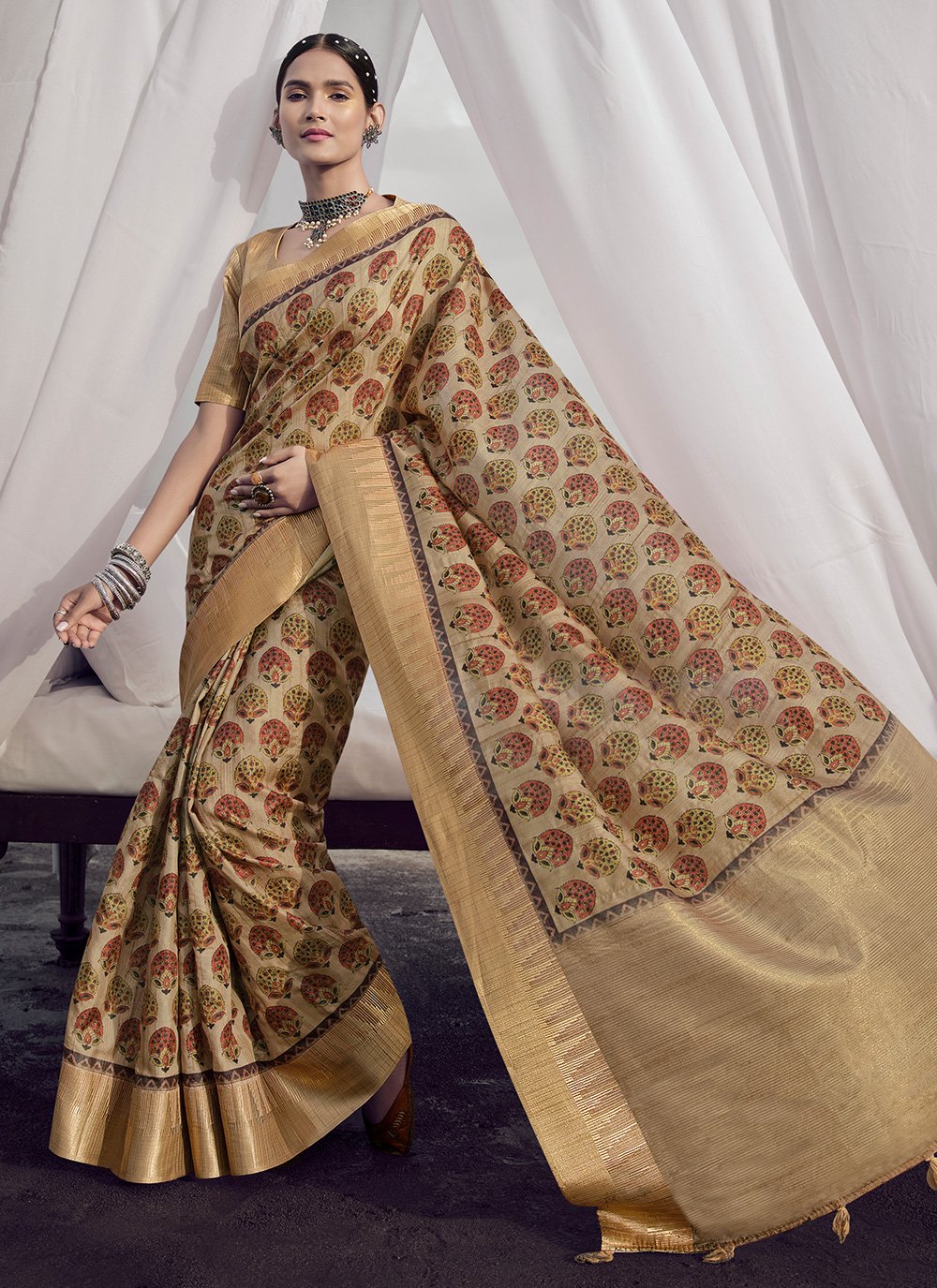 Contemporary Silk Multi Colour Digital Print Saree