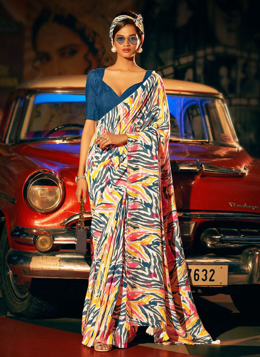 Classic Pure Dola Silk Multi Colour Digital Print Saree