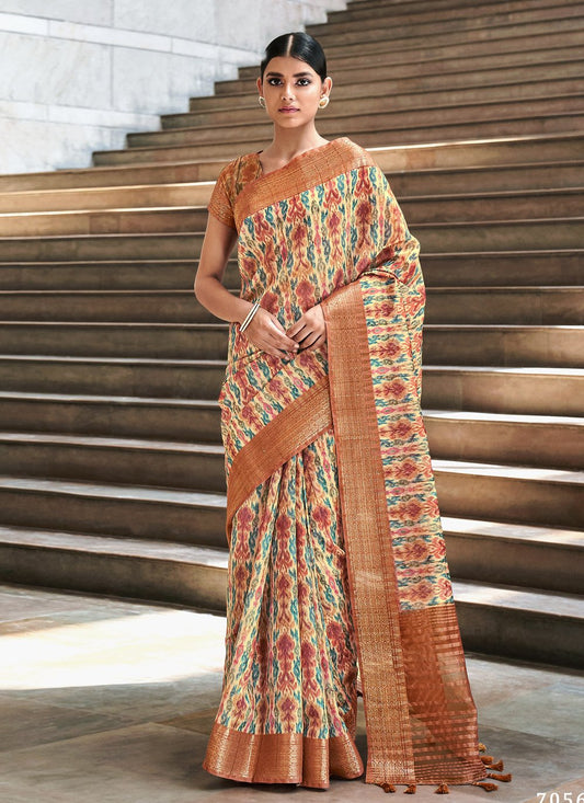 Traditional Saree Silk Multi Colour Digital Print Saree