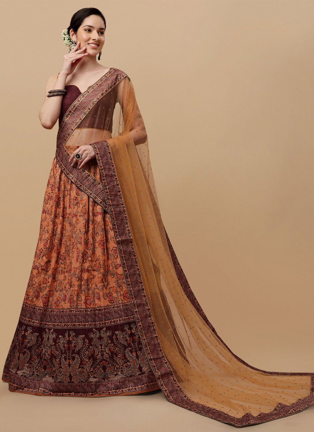 Lehenga Choli Silk Multi Colour Digital Print Lehenga Choli