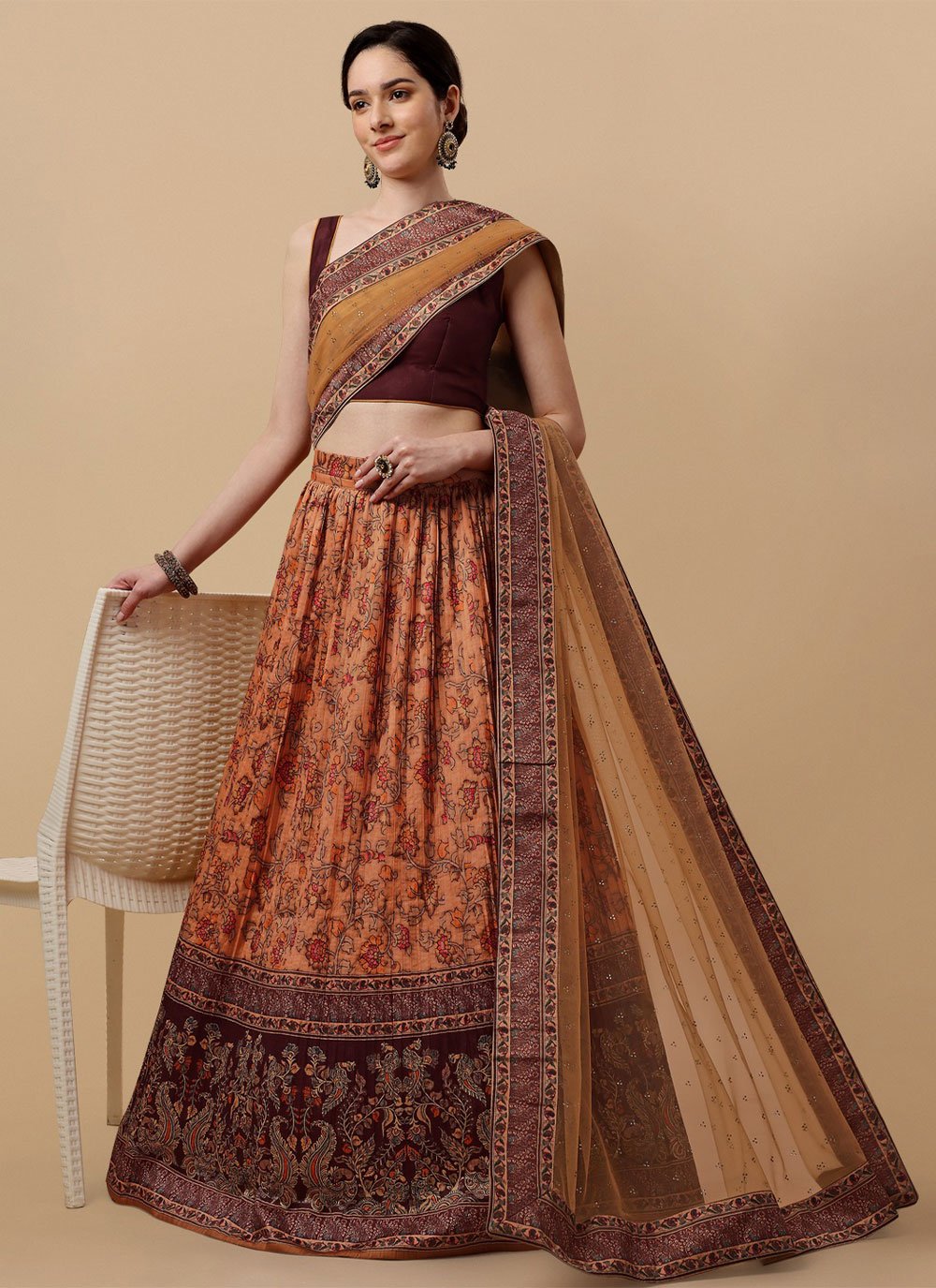 Lehenga Choli Silk Multi Colour Digital Print Lehenga Choli