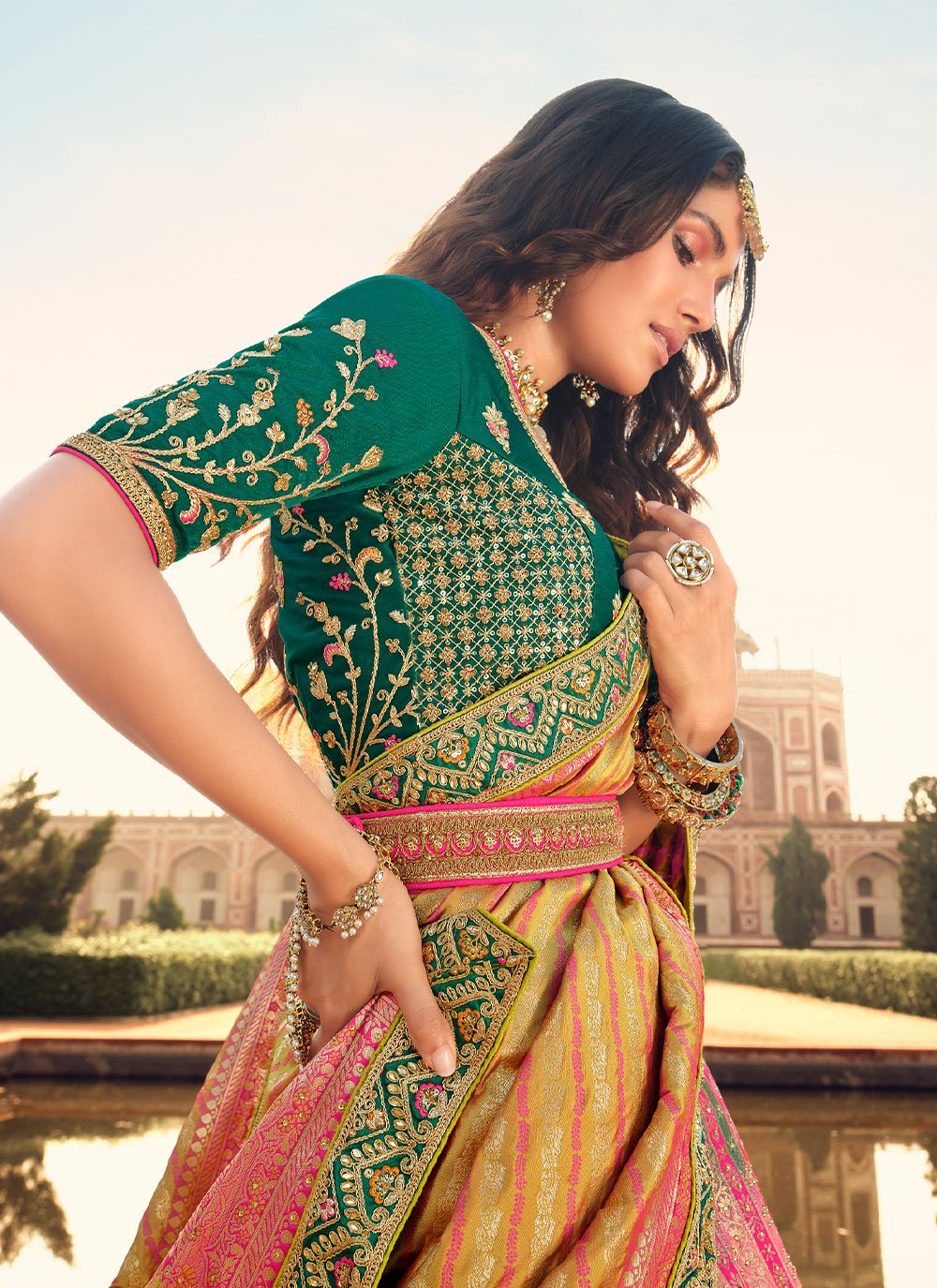 Lehenga Choli Silk Multi Colour Embroidered Lehenga Choli