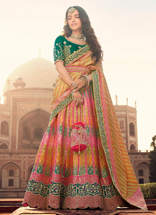 Lehenga Choli Silk Multi Colour Embroidered Lehenga Choli