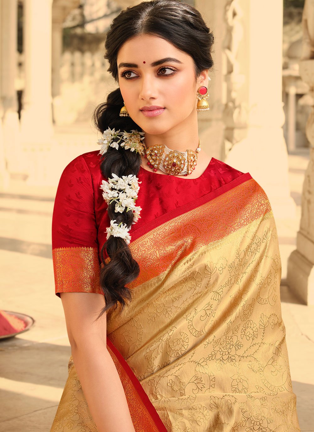 Contemporary Silk Multi Colour Patch Border Saree