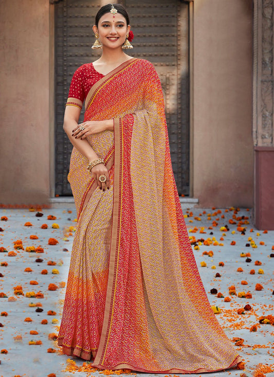 Contemporary Silk Multi Colour Fancy Work Saree