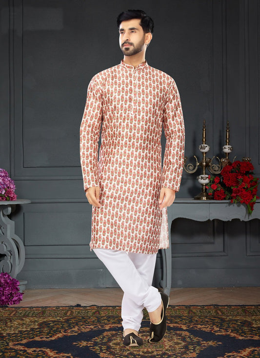 Kurta Pyjama Silk Multi Colour Digital Print Mens