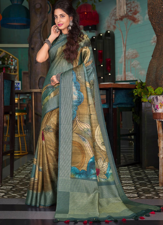 Contemporary Silk Multi Colour Print Saree