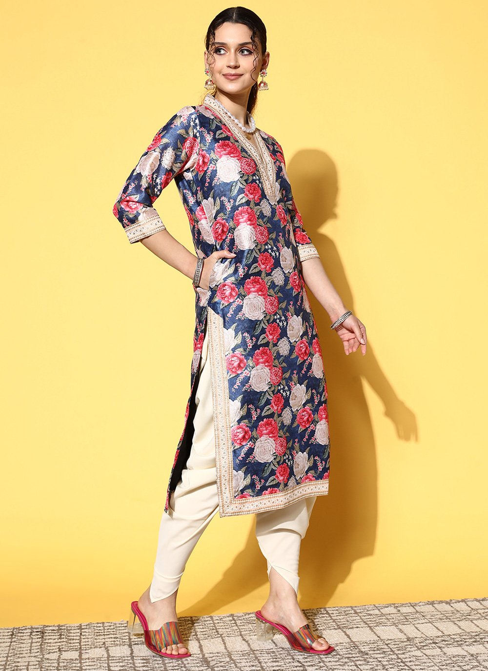 Designer Kurti Silk Multi Colour Print Kurtis