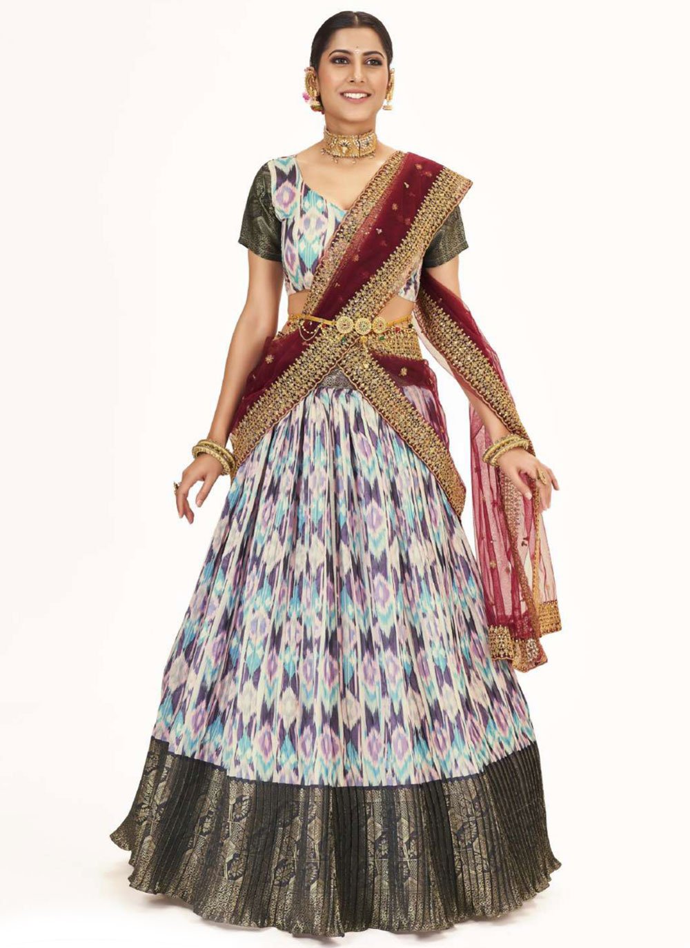 Lehenga Choli Silk Multi Colour Digital Print Lehenga Choli