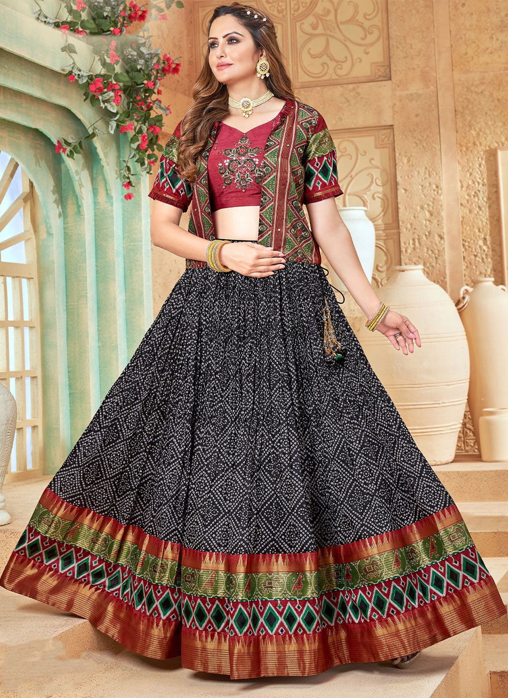 Lehenga Choli Silk Multi Colour Print Lehenga Choli