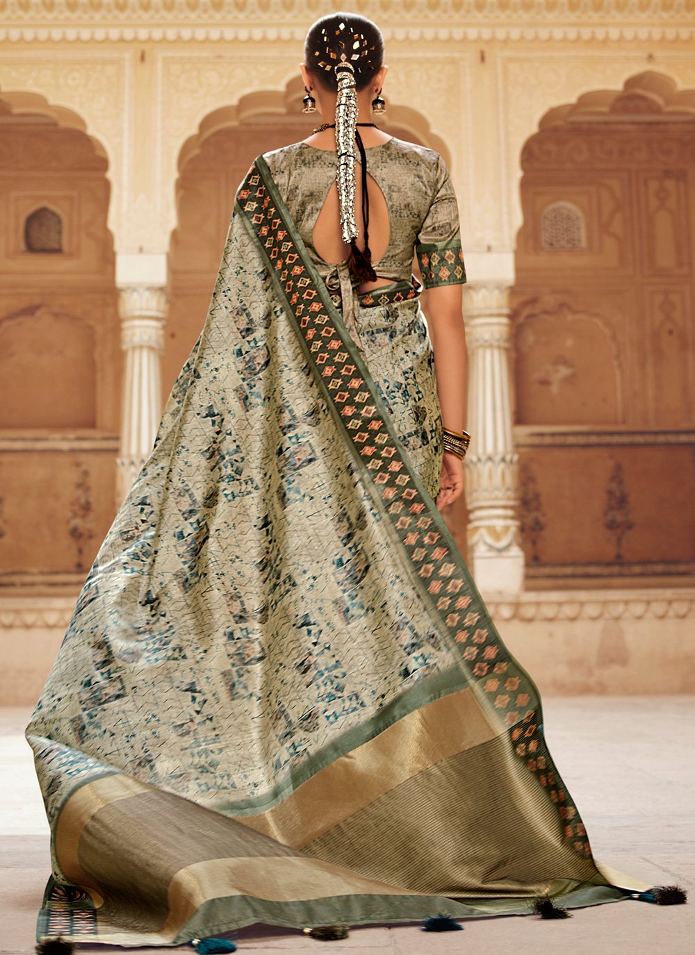 Trendy Saree Silk Multi Colour Digital Print Saree