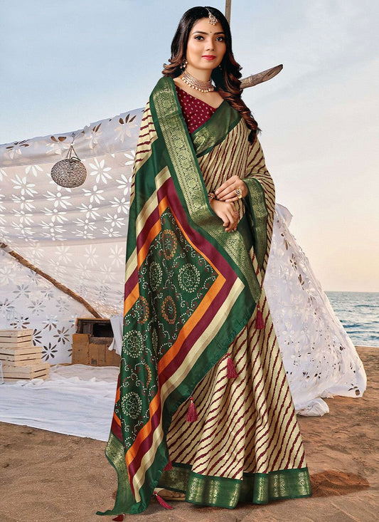 Classic Silk Multi Colour Patch Border Saree