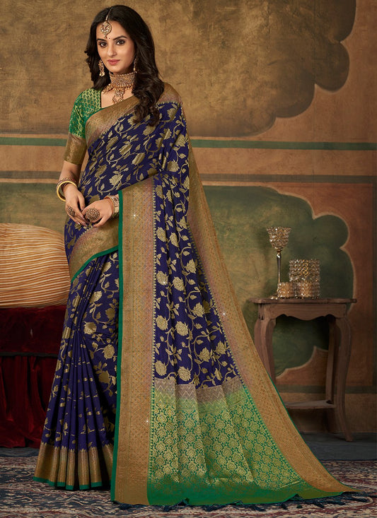 Classic Pure Dola Silk Multi Colour Swarovski Saree