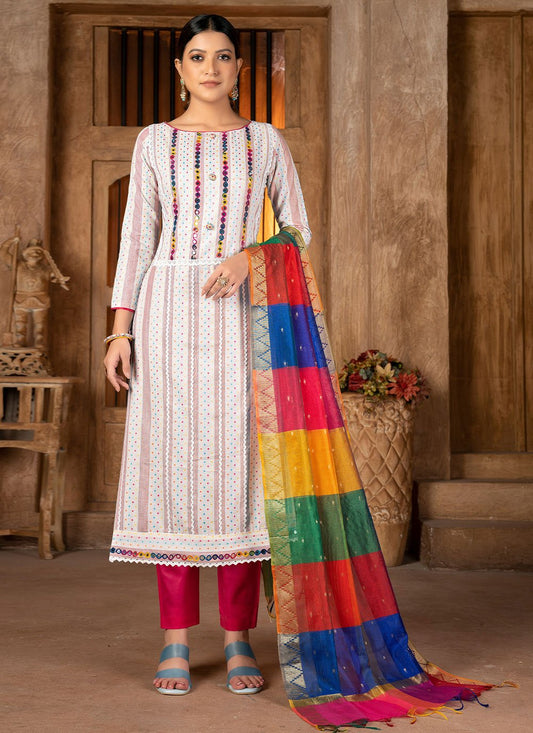 Floor Lenght Salwar Suit Cotton Multi Colour Mirror Salwar Kameez