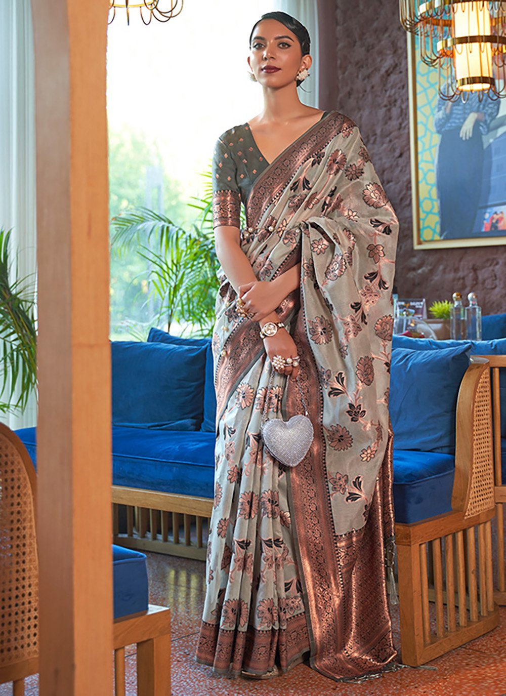 Trendy Saree Organza Multi Colour Weaving Saree