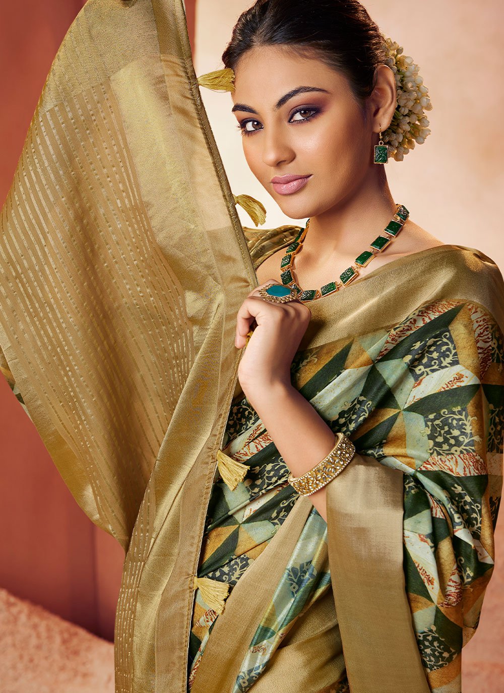 Trendy Saree Crepe Silk Multi Colour Digital Print Saree