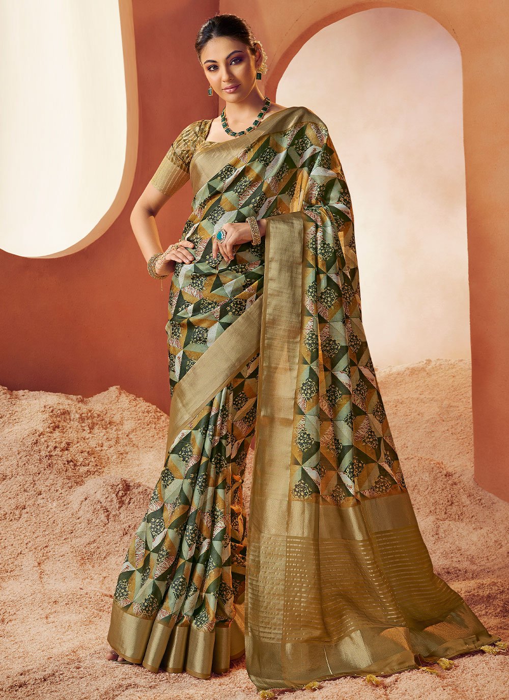 Trendy Saree Crepe Silk Multi Colour Digital Print Saree