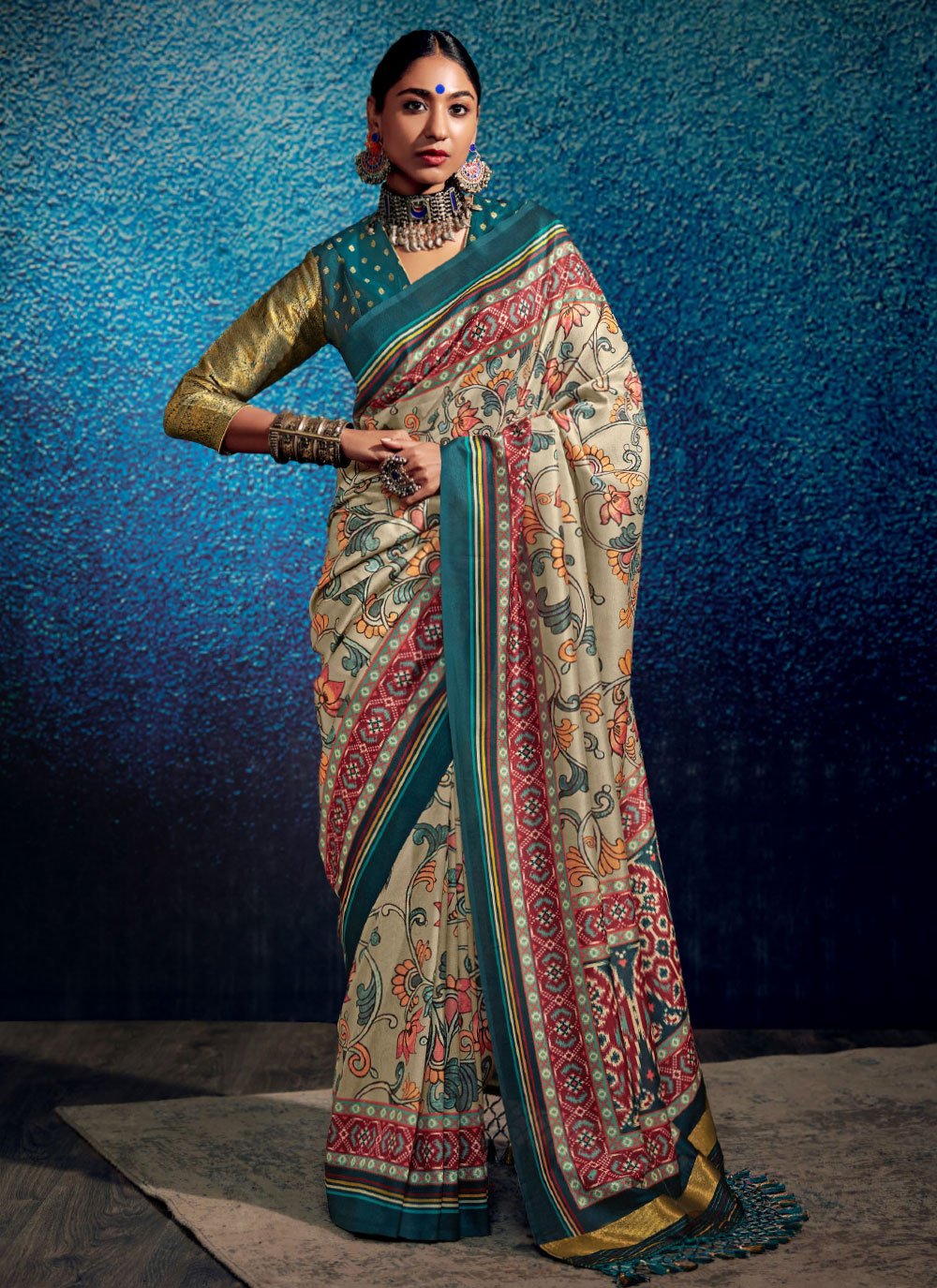 Trendy Saree Pure Dola Multi Colour Print Saree