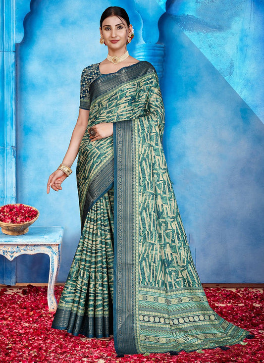 Classic Tussar Silk Multi Colour Patch Border Saree