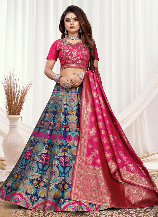 Lehenga Choli Banarasi Silk Multi Colour Weaving Lehenga Choli