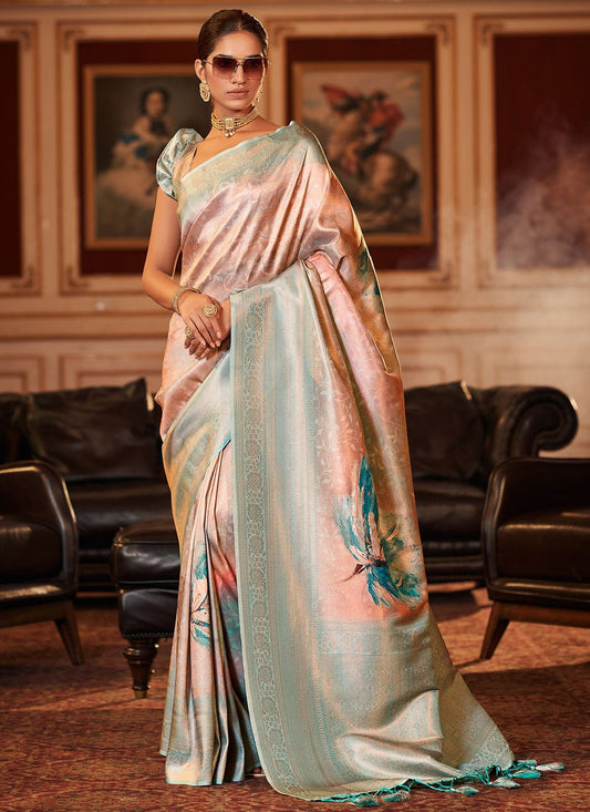 Classic Jacquard Multi Colour Digital Print Saree