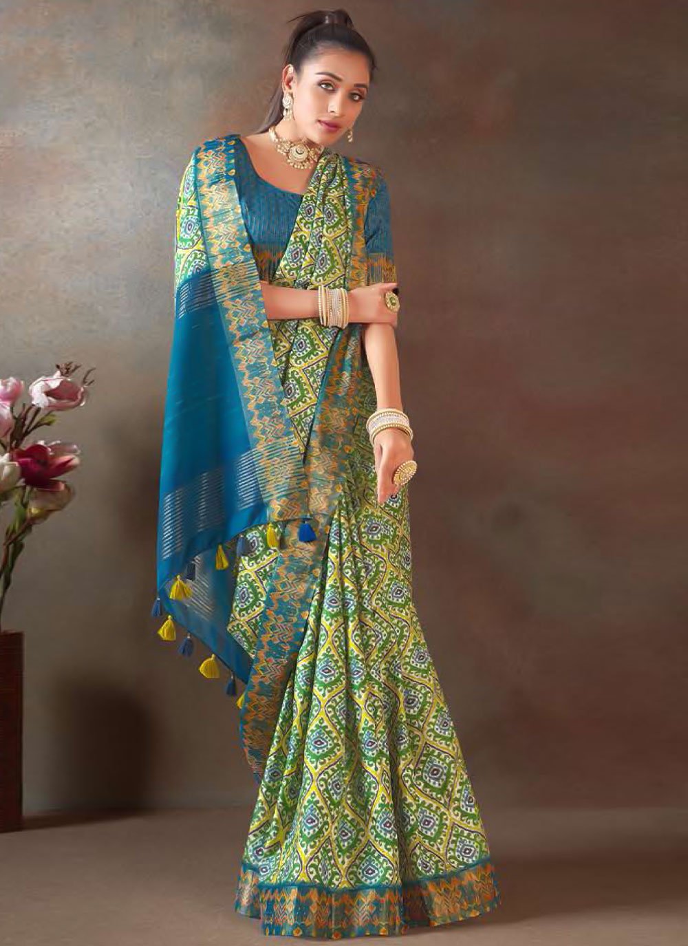 Contemporary Silk Multi Colour Weaving Saree