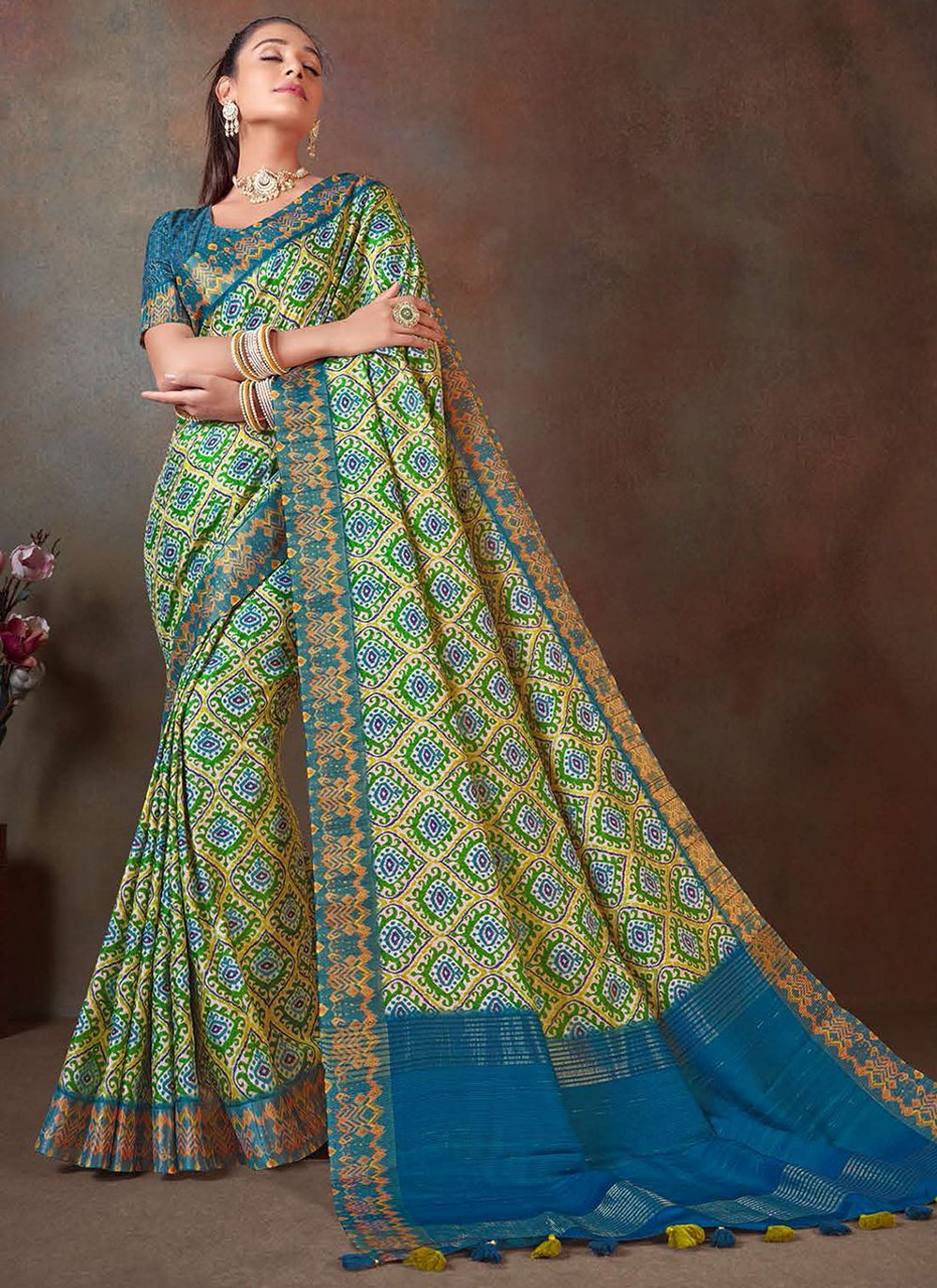 Contemporary Silk Multi Colour Weaving Saree