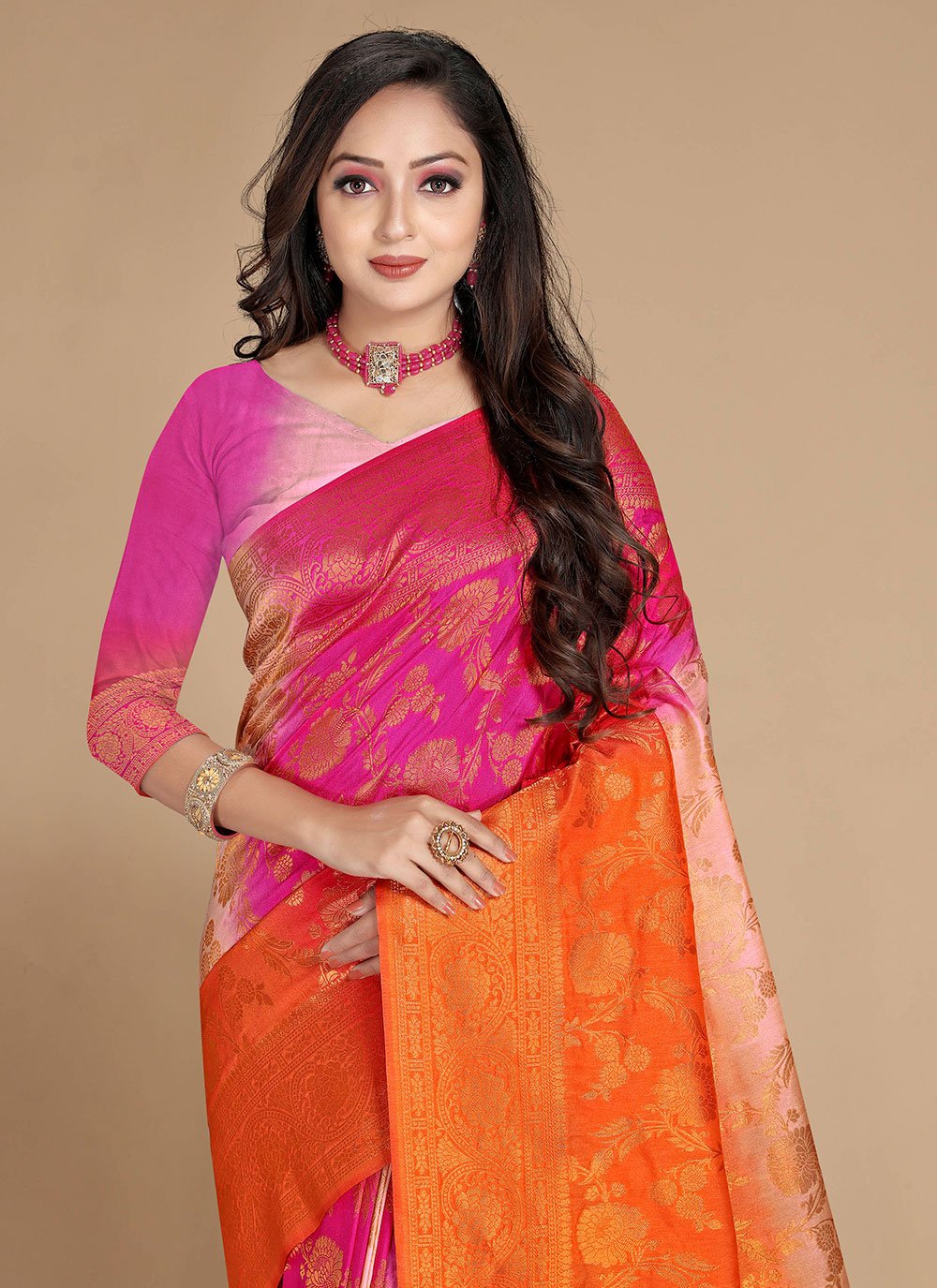 Trendy Saree Georgette Multi Colour Weaving Saree