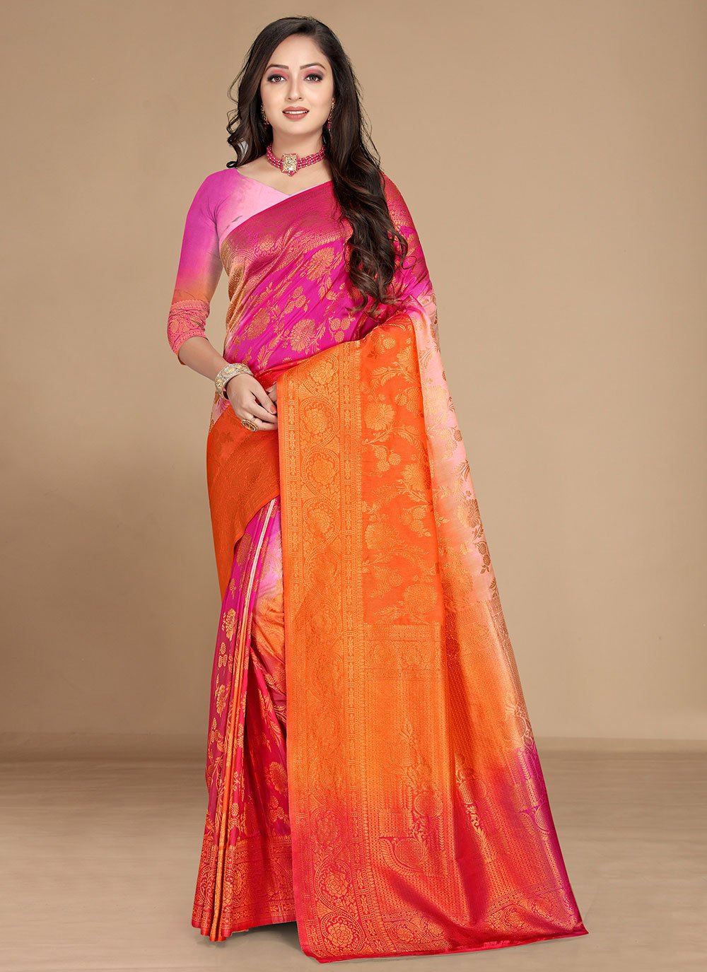 Trendy Saree Georgette Multi Colour Weaving Saree