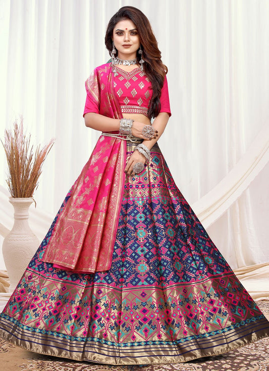 Lehenga Choli Banarasi Silk Multi Colour Weaving Lehenga Choli
