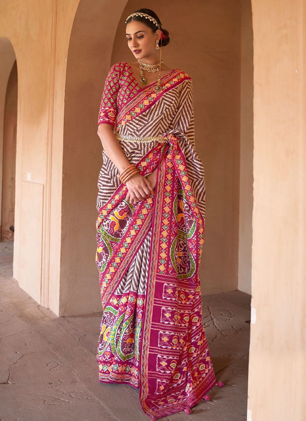 Contemporary Patola Silk Multi Colour Weaving Saree