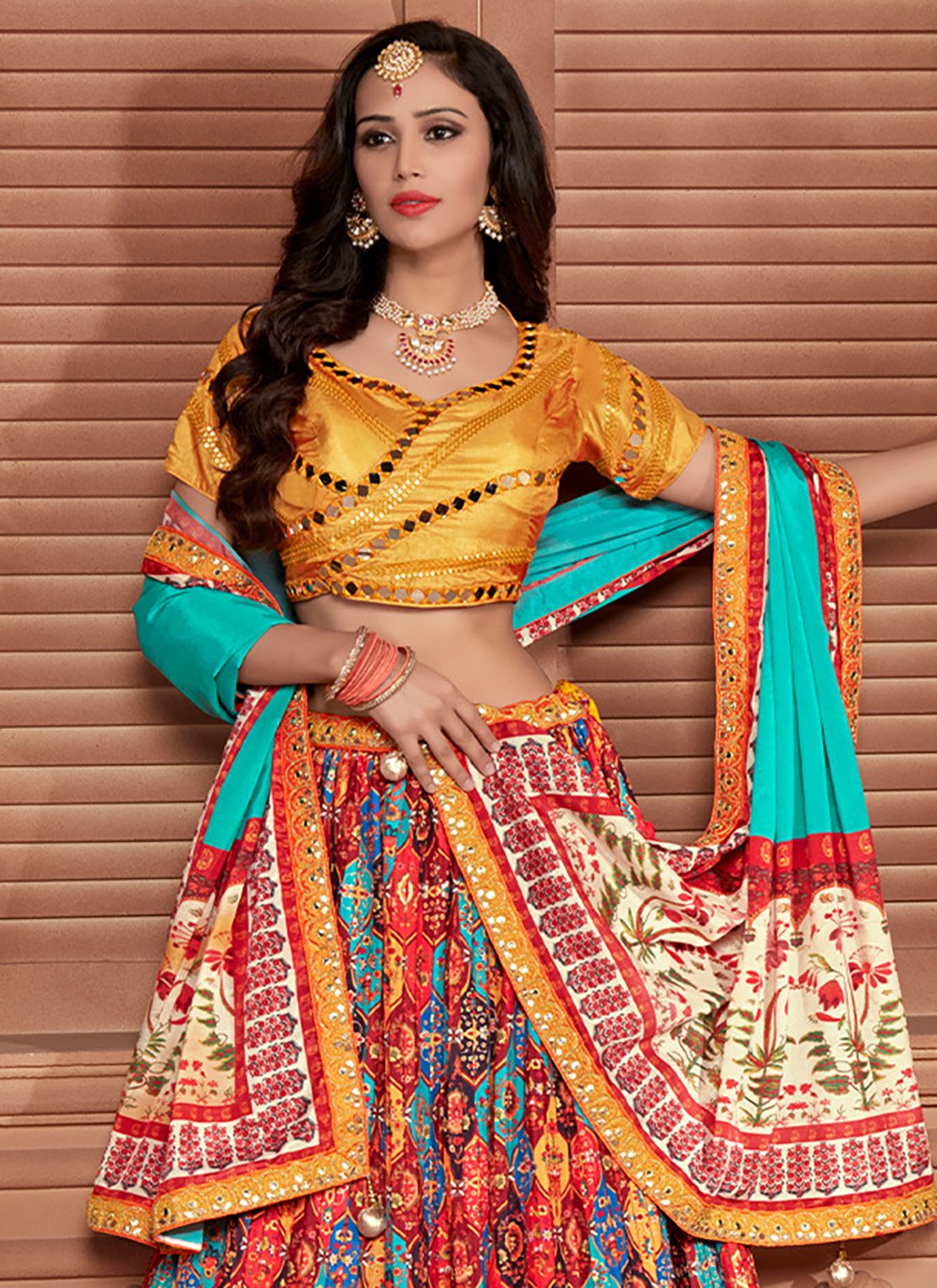 Readymade Lehenga Choli Chinon Multi Colour Print Lehenga Choli