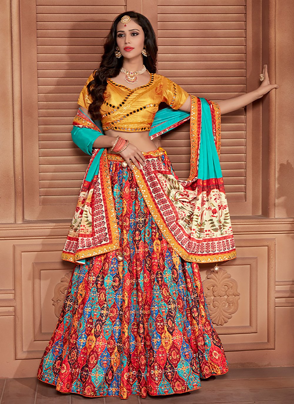 Readymade Lehenga Choli Chinon Multi Colour Print Lehenga Choli